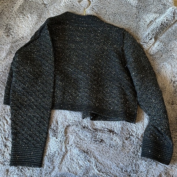 POL NWOT Metallic cable knit oversized cropped open front Cardigan size Large - Picture 8 of 15